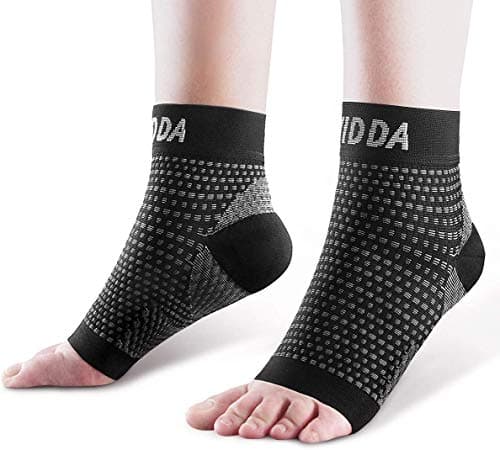 Image of AVIDDA 2 Pack Ankle Support Brace for Men and Women, Compression Sleeve Socks for Plantar Fasciitis, Sprained Ankle, Ligament Damage, Achilles Tendonitis, Sports, Running - Black XL