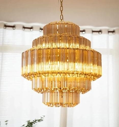 Image of French Style Glass Medieval Living Room Pendant Light Luxurious Minimalist Crystal Bedroom Dining(Cold White)