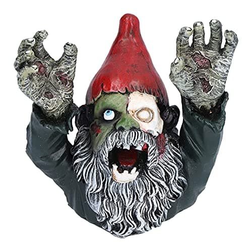 Image of Junlucki Zombie Dwarf Garden Statue, Halloween Horror Gnome, Evil Scary Dwarf Sculpture, Outdoor Decoration, Resin Material, Solid Color, Floor Mount, Wipe Clean Care