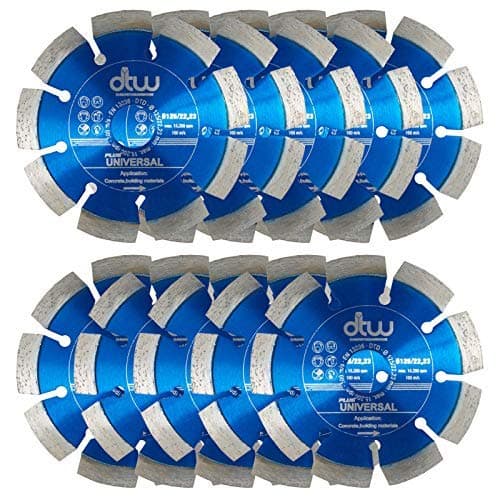 Image of DTW x10 Professional Universal Diamond Blade Cutting Disc for General Concrete, Brick, Sandstone & More 125mm/5" Pack of 10