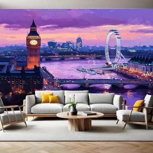 Image of Wall Murals for Living Room London Skyline Buildings 3D Print Photo Wallpaper Luxury Design Modern Non-Woven Wall Mural Sofa TV Kids Bedroom Decoration 200 x 140cm