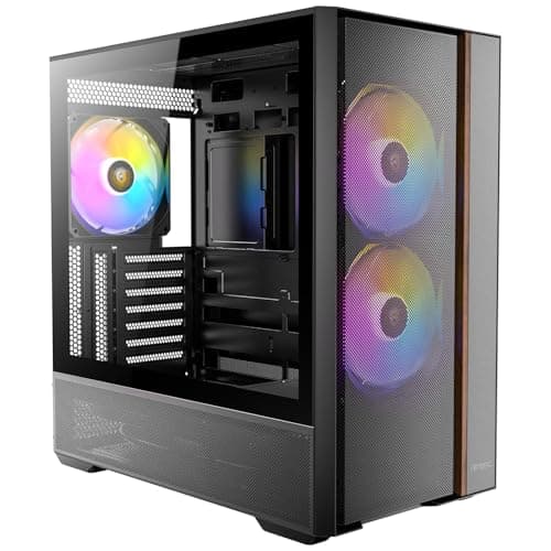 Image of Antec FLUX Rear Gaming Case ATX Mesh Wood Front - Black - ARGB Fans