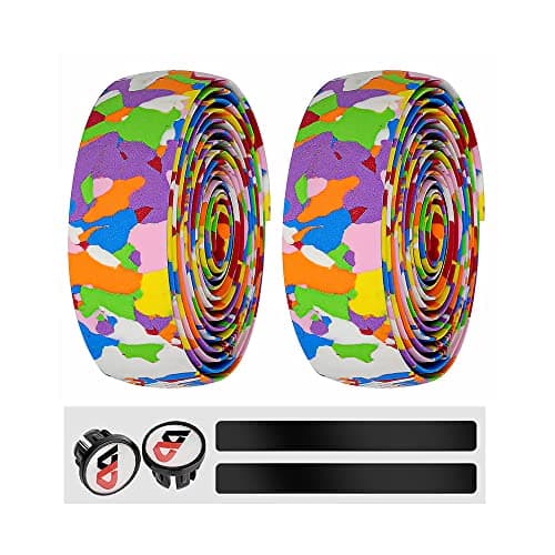 Image of YAEOSNSI Bike Handlebar Tape Self Adhesive EVA Touring Bicycle Handlebar Cycling Bicycle Handle Wraps Road Bike Bar Tape for Road Bike (Multicolored)