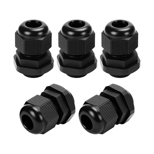 Image of 5Pcs Cable Gland, Waterproof Adjustable Nylon Wire Connector for Cable Management - PG9 PG11 PG16 Black