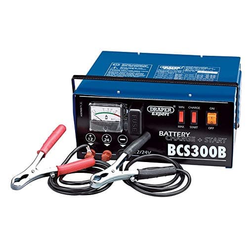 Image of Draper 24391 Expert Battery Starter/Charger, 12/24V, 300A, 30cm x 34cm x 16cm, Blue