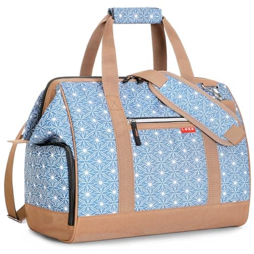 Image of Lekesky Weekend Overnight Bags for Women - 33l Top Large Opening Travel Duffles Bag, Holdall Bag for Airlines with Shoes Compartment (Star Flower,42 * 33 * 24cm)