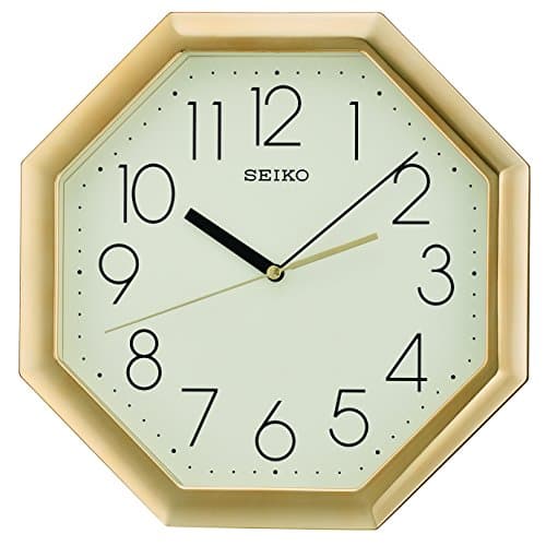 Image of Seiko Octagon Wall Clock - Gold, 30.2 x 5.1 x 29.8 cm