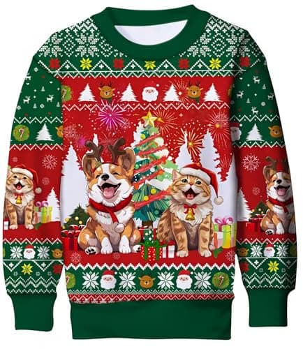 Image of NebulaGlam Boys Girls Unisex Christmas Sweatshirt Xmas Jumper Kids Pullover Long Sleeve Funny Children Clothes (10-12 Years)