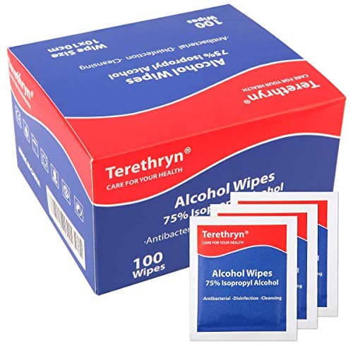 Image of Antibacterial Wipes with 75% Isopropyl Alcohol - Surface Disinfectant, Individually Wrapped, 100 Packs