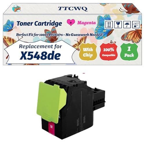 Image of Compatible for Lexmark X548de Toner Cartridge Work for Lexmark C546 C546dtn X544dtn X546dtn X548de X548dte Printers, with Chip, High Yield 2500 Pages, High-Definition Printing (1 Pack Magenta)