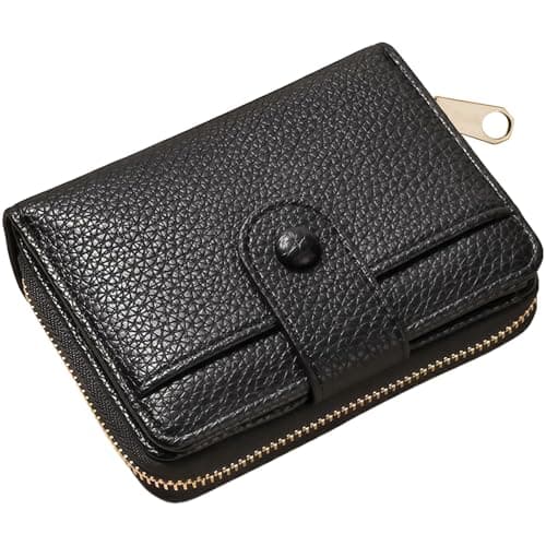 Image of GWAWG Small Ladies Purse Leather,Dainty Black Soft Minimalist Wallet for Women Man,Mini Wallet for Teenagerswallets,Card Cases&Money Organisers with Zipper Coin Pocket with Multiple Card Slots