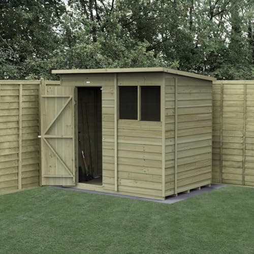 Image of Forest Garden Pent Shed 7x5 |Single Door |2 Windows |Including Wooden Shed Base |25 Year Anti-Rot Guarantee