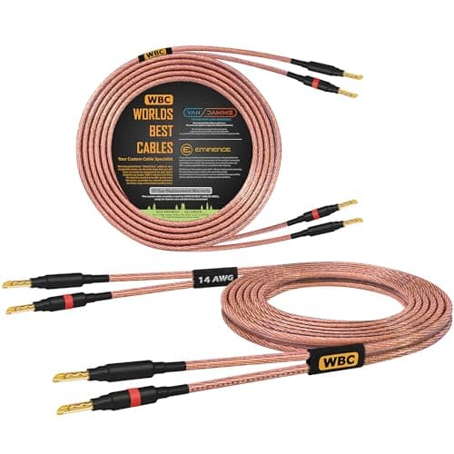 Image of WORLDS BEST CABLES Van Damme 2 x 2.50 mm2 (2x 14AWG) - 3 Meter – 99.99% UP-LCOFC Figure-8 Audiophile Hi-Fi Speaker Cable Pair w/Eminence Gold Plated Banana Plugs