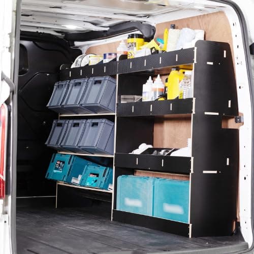Image of Van Racking & Shelving for Ford Transit Custom LWB (L2) 2024+ Heavy Duty HEXABOARD Van Storage System - Tool Storage Shelves & Work Van Organisation - Driver Side