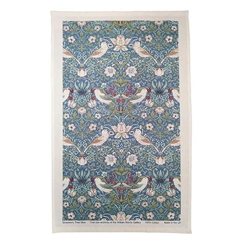 Image of William Morris Strawberry Thief Blue Cotton Tea Towel