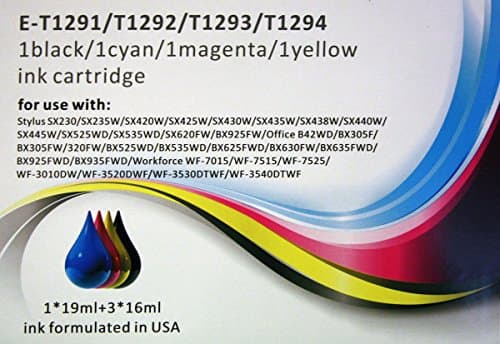 Image of Epson Compatible TO1291-1294 Set Inks 1xBlack 1xCyan 1xMagenta 1xYellow Cartridges