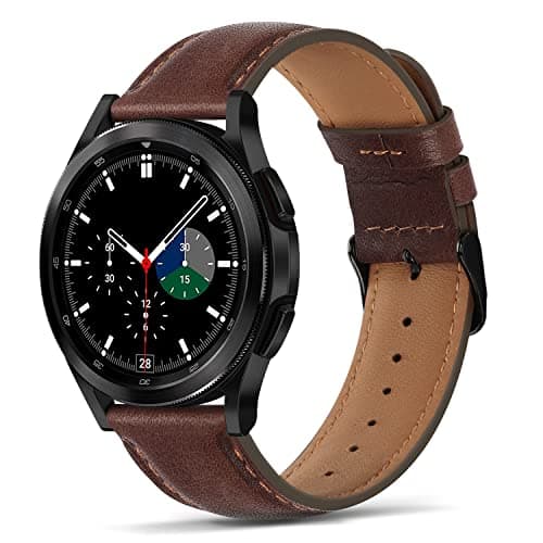 Image of Tasikar 22mm Leather Straps Compatible with Samsung Galaxy Watch 3 45mm/46mm Strap, Genuine Leather Replacement Bracelet Band Compatible with Huawei 3/3 Pro/GT 2, Gear S3, 22mm, Dark Brown