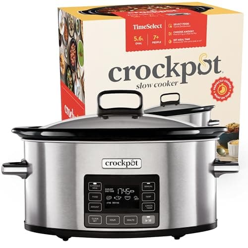 Image of Crock-Pot TimeSelect Digital Slow Cooker | Programmable Digital Display | 5.6 L (7+ People) | Keep Warm Function | Energy Efficient | Stainless Steel [CSC066]