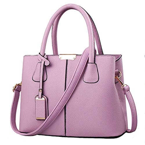 Image of FiveloveTwo Women Classy Satchel Handbag Tote Purse Handle Bag Shoulder Bag Purple(Size: 2)