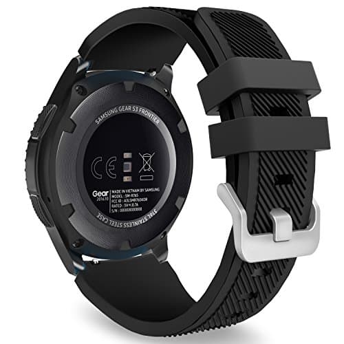 Image of MoKo Strap Compatible with Samsung Galaxy Watch 3 45mm/Galaxy Watch 46mm/Gear S3 Frontier/Classic, 22mm Soft Silicone Replacement Sport Band for Men Women, Black