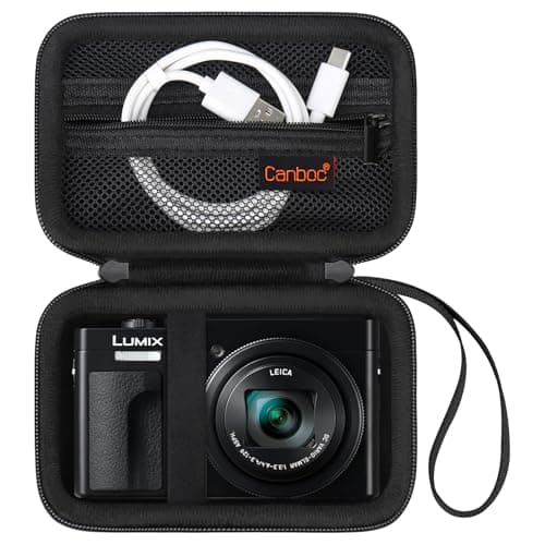 Image of Canboc Carrying Case for Panasonic LUMIX DC-TZ99/ LX10/ ZS80/ ZS100/ ZS70/ ZS200/ ZS60 4K Digital Camera, Point and Shoot Camera Bag, Zipper Mesh Pocket fits USB Cable, Batteries, Black