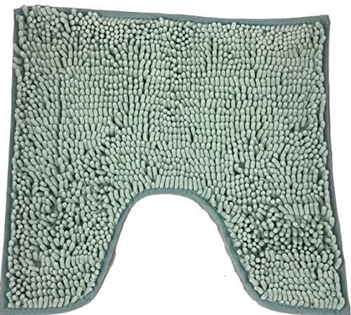 Image of Sansar Soft Shaggy Chenille Toilet Pedestal Mat Non-Slip (Duck Egg, 52x45cm Toilet Pedestal (2 Pack))