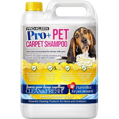 Image of Pro-Kleen Pro+ Carpet Shampoo and Upholstery Cleaning Solution – Removes Pet Deposits & Odours - 4 in 1 Concentrate – Suitable for all Machines 5L (Lemon Fresh)