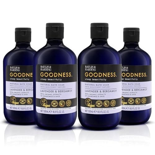 Image of Baylis & Harding Goodness Sleep Lavender & Bergamot Sleep Bath Soak, 500ml (Pack of 4) - Vegan Friendly