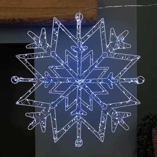 Image of 52cm Light up Christmas Snowflake Dewdrop Silhouette with Twinkling LEDs