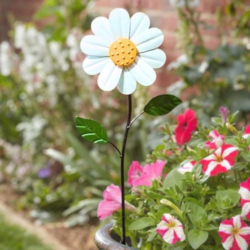 Image of Garden Mile Large Daisy Wind Spinner – 45cm Weatherproof Metal Flower Garden Stake - Outdoor Spinning Wind Vane Ornament for Lawn Accessories, Flower Bed Decorations and Gardening Gifts