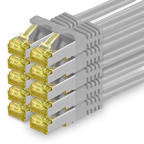 Image of 1aTTack.de Cat.7 network cable 1.5 m gray pack of 10 Cat7 Ethernet cable network LAN cable raw cable 10 Gb s SFTP PIMF LSZH set patch cable with Rj 45 plug Cat.6a
