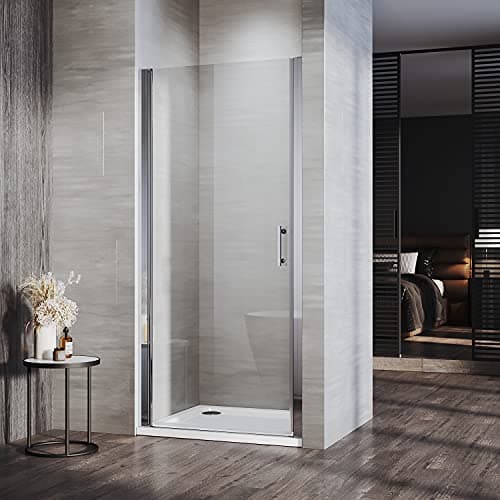 Image of ELEGANT 760mm Frameless Pivot Shower Door Enclosure 6mm Safety Glass Reversible Shower Cubicle Door
