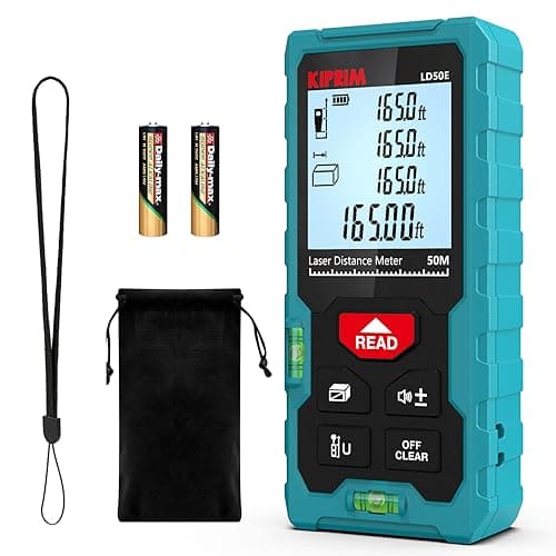 Image of High Accuracy Laser Distance Meter 165ft/50m Kiprim LD50E Laser Measurement tool with Larger Backlit LCD,2 Bubble Levels,M/in/Ft Unit Switching and Pythagorean Mode for indoor or outdoor Use