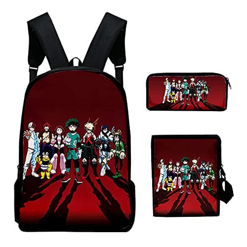 Image of Zhongkaihua Anime My Hero Academia Deku Cosplay Bookbag College Bag Backpack 3D Digital Color Printing School Backpack Campus Students Rucksack Luggage Teens Backpack 3 Piece Set
