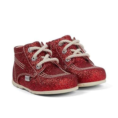 Image of Kickers Unisex Baby Kick Hi Baby Glitter Leather Ankle Boot, Red, 1 UK Child
