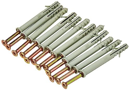 Image of Merriway BH05911 (12 Pcs) Screw Type Solid Wall Frame Fixing with Nylon Plug, M8 x 80mm (5/16 inch x 3.1/8 inch) - Pack of 12 Pieces, White