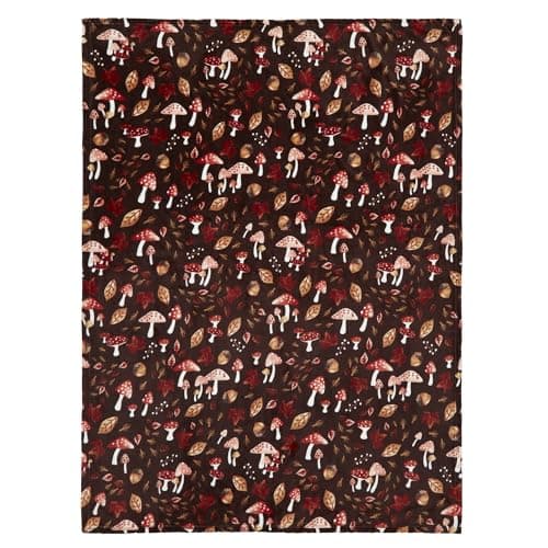 Image of Fusion Recycled Polyester Fleece Throw, Chocolate, 120 x 150cm, Woodland Dreams Collection, Floral Pattern, Adult