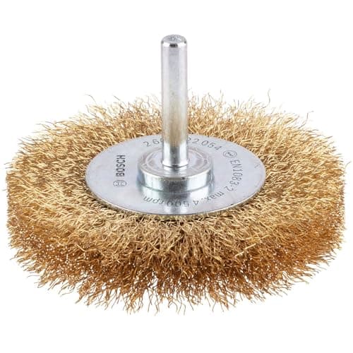 Image of Bosch 1x PRO Brass-Coated Steel Longlife Wire Wheel, Crimped Wire for 6 mm Cylindrical Shank and Drill (Ø 75 mm, Professional Accessory Rotary Drill/Drivers)