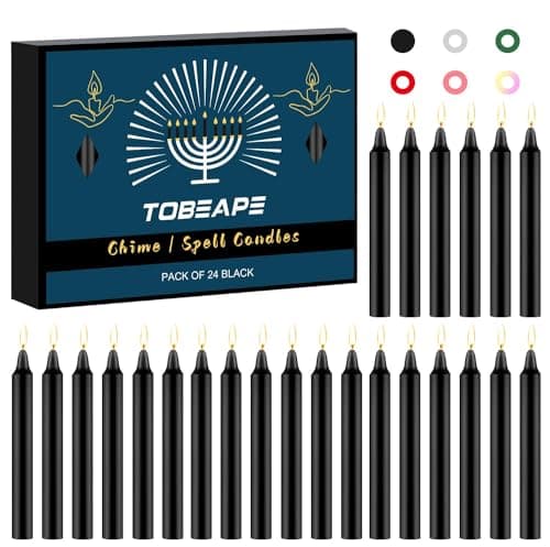 Image of Tobeape 24 Pack Black Candles Spell Chime Candles, 4" Unscented Mini Taper Candle for Dinner Home Decor Rituals Magic Witchcraft Wiccan Altar Prayer Meditation Party