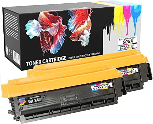 Image of PRESTIGE CARTRIDGE Pack of 2 Compatible CF360X 508X Laser Toner Cartridges for HP Color LaserJet Enterprise M552dn M553n M553dn M553x M553dh MFP M577dn M577f Flow MFP M577c M577z - BLACK