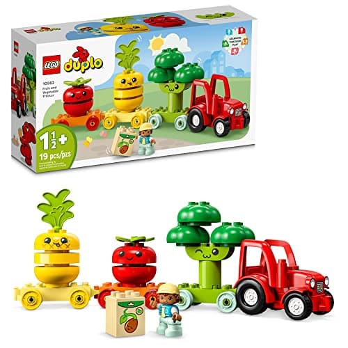 Image of LEGO DUPLO My First Fruit and Vegetable Tractor Toy 10982, Stacking and Color Sorting Toys for Babies and Toddlers Ages 1 .5 - 3 Years Old, Educational Early Learning Set