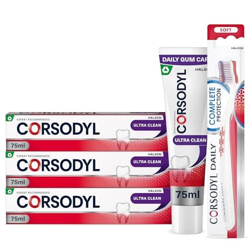 Image of Corsodyl Gum Care Ultra Clean Toothpaste and Toothbrush Bundle: 3X Corsodyl Ultra Clean Toothpaste 75ml & 1x Daily Toothbrush Soft