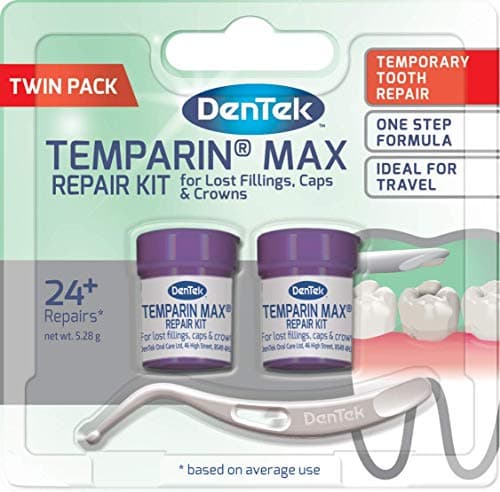 Image of DenTek Temparin Max, Home Temporary Dental Repair Kit Twin Pack for Reparing Lost Fillings or Securing Loose Caps, Crowns or Inlays, 24+ Repairs