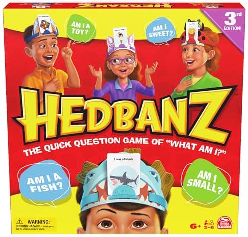 Image of Spin Master Games, Hedbanz 3rd Edition 2025 with New Cards & Headbands, Picture Guessing Card Game, Quick Questions & Fast Fun, Easy to Play for Family & Kids, 2-6 Players, for Ages 6 & Up