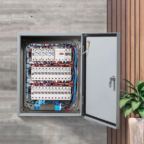 Image of INMOZATA Steel Junction Box,IP66 Waterproof Lockable Electrical Enclosure Box,Wall Mounted Universal Distribution Boxes with Galvanised Steel Mounting Plate and Fittings 250×200×150mm