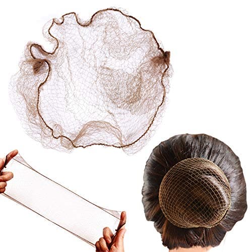 Image of 50 Pieces Invisible Hair Nets for Buns Elastic Hair Mesh Hair Buns Holder for Ballet Women (Light Brown)