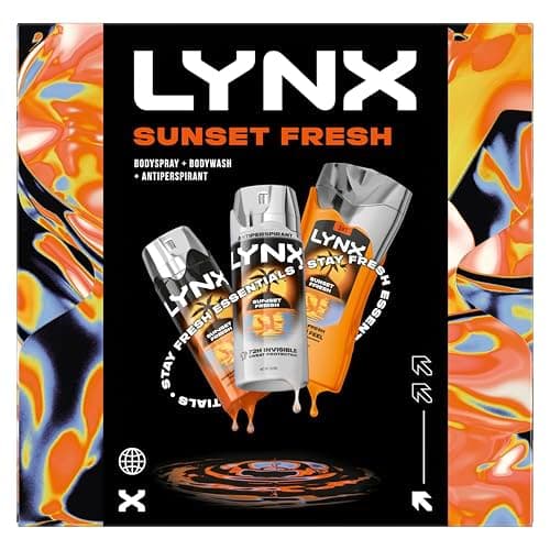 Image of Lynx Sunset Fresh Trio Gift Set with a body spray, a body wash and an anti-perspirant perfect for any occasion 3 piece
