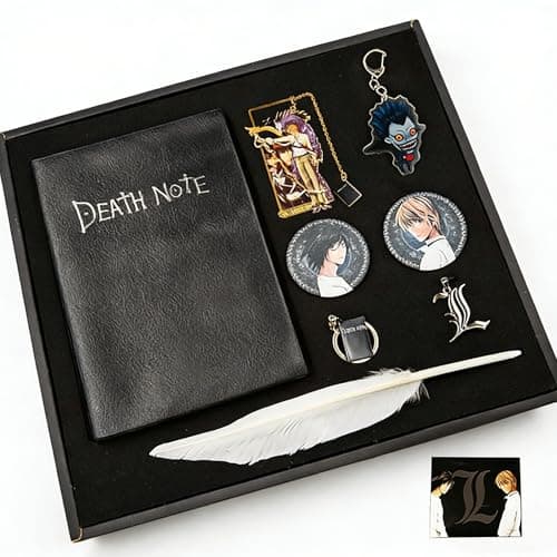 Image of REOVE Death Note Notebook Gift Set (8PCS) with Feather Pen in Box, Perfect Christmas/Birthday Gifts for Cosplay & Anime Lovers