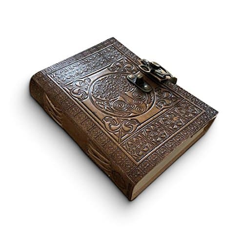 Image of DreamKeeper Handmade Leather Journal Notebook - Aisling Antique Celtic Tree Of Life Embossed Writing, Sketching and Travel Journals for Women and Men | Grimoire Journal Diary Book of Shadows | A5