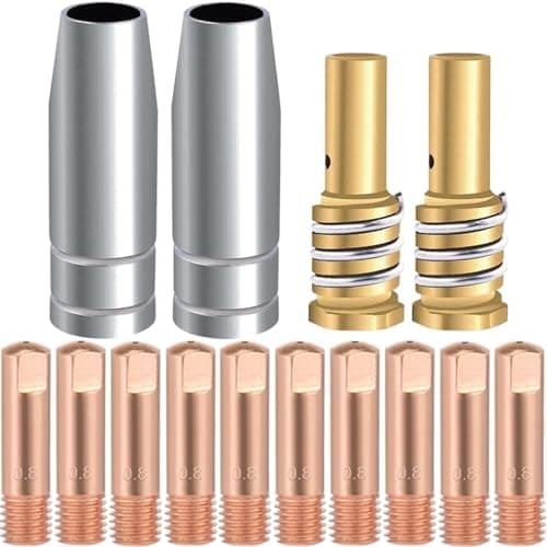 Image of EATBALE MIG MAG Conical Gas Nozzle Contact Tip(0.8mm 0.030") Holder Diffuser for MIG MAG MB14 14AK Welding Torch Copper Shield Cups 145.0075 M6 Conductive Tip Consumable Accessories Kit
